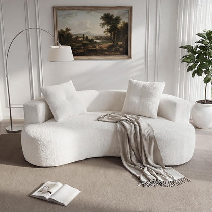 Modern Curved Boneless Sofa, 80" Comfy Cloud Couch for Living Room, Luxury Plush Boucle Sofa Couches for Apartment & Reception Spaces, Cream White5