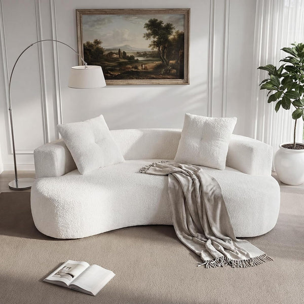 Modern Curved Boneless Sofa, 80" Comfy Cloud Couch for Living Room, Luxury Plush Boucle Sofa Couches for Apartment & Reception Spaces, Cream White5