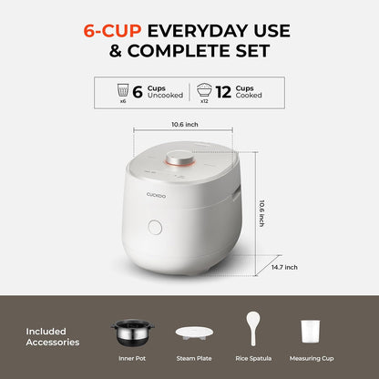 CUCKOO Twin Pressure Induction Rice Cooker, 12-Cup Cooked, CRP-OHTR0609FW | 6-Cup Uncooked Capacity, Nonstick Inner Pot, 14 Menus, Silent Pressure System, Quick Rice in 12-18 Minutes, Made in Korea4