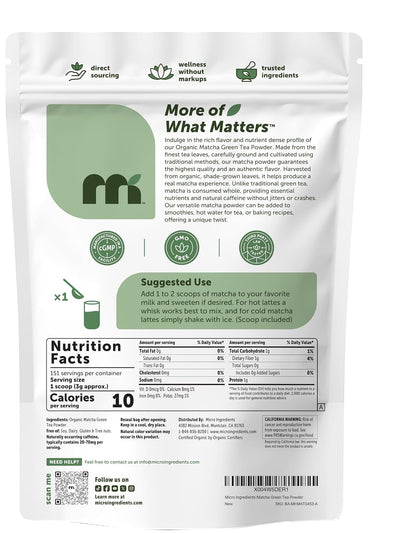 Organic Matcha Green Tea Powder, First Harvest, Culinary Grade from Japan, 100% Pure & Unflavored, Great for Tea, Latte, & Smoothies, Non-Gmo, No Sugar, Eco-Friendly Packaging, 1 Lb7