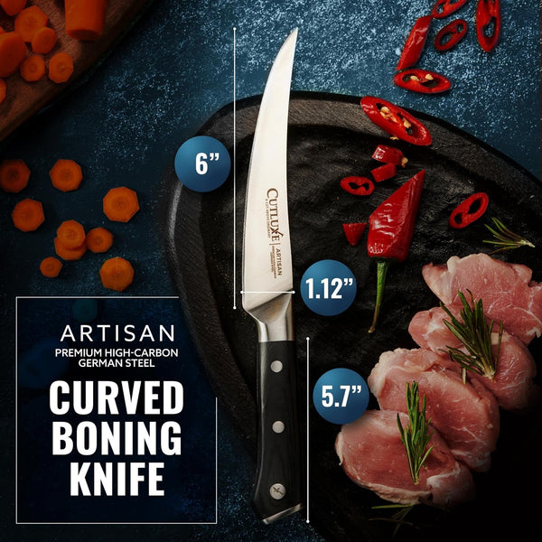 Curved Boning Knife, 6" for Meat Cutting & Trimming – Fillet Knife7