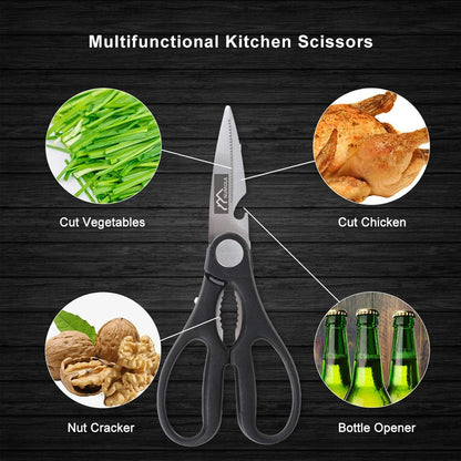 6 Pieces Black Professional Chef Knife Set with Stainless Steel Cutlery6