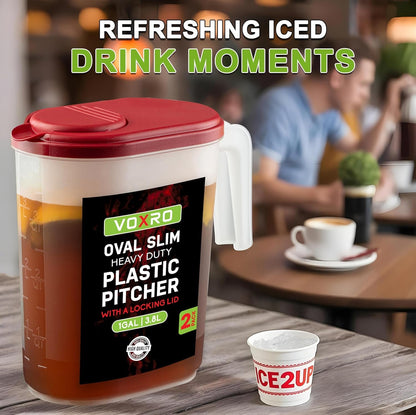 2-Pack 1 Gallon Water Pitchers with Lids, Slim Fridge Door Water Jugs | Flip-Top Spout Provides Smooth, Controlled Pouring, While Bpa-Free Plastic Ensures Safe Everyday Use4