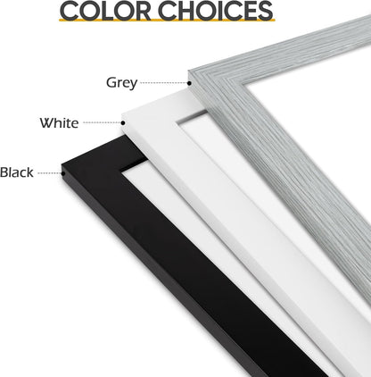 11X14 Black Picture Frame,Solid Wood&Real Glass,Mat 8X1010