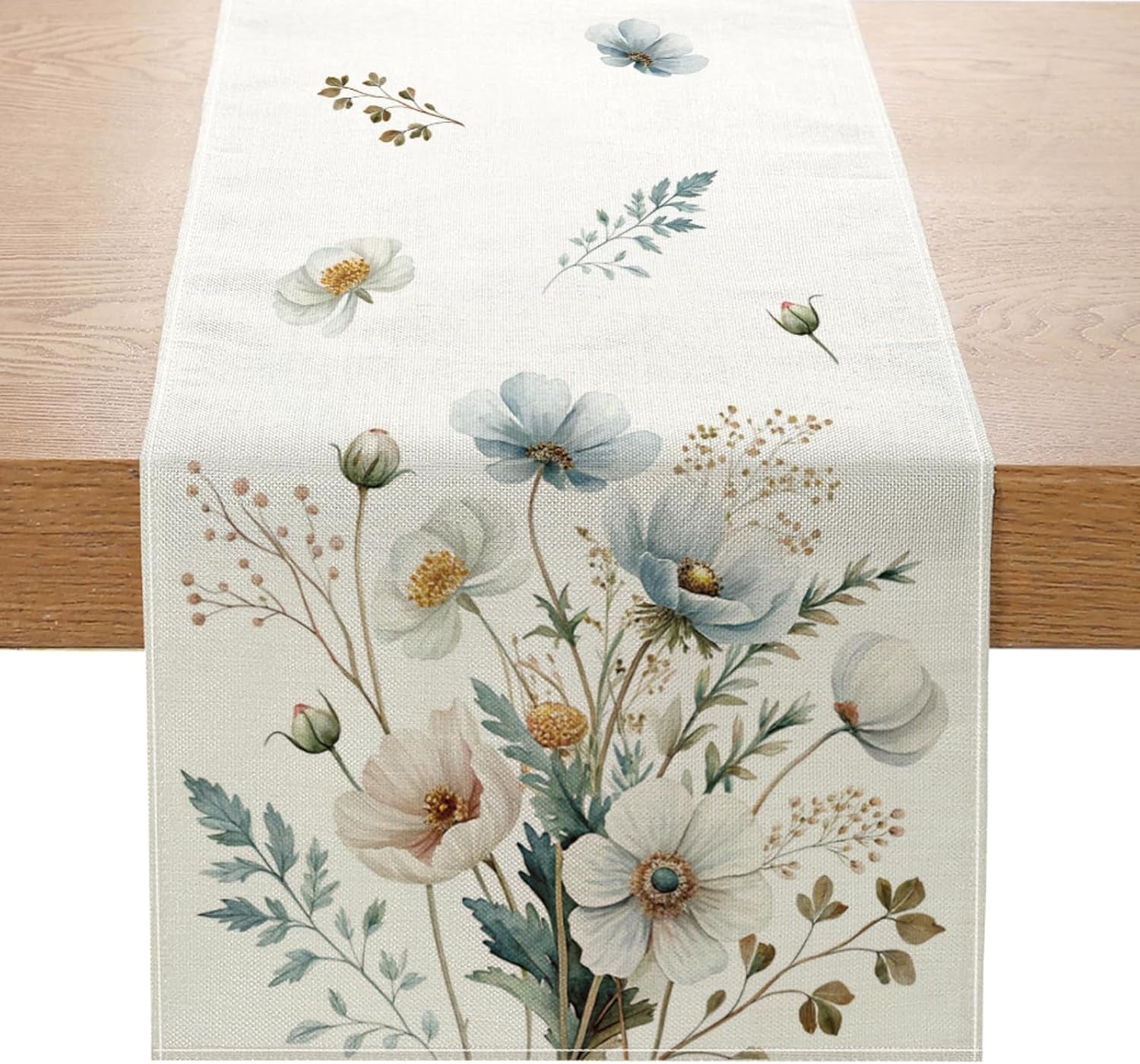 spring-blue-white-floral-table-runner-13x72-inch-anemone-flowers-leaves-kitchen-dining-table-decoration-for-indoor-outdoor-home-party-decor