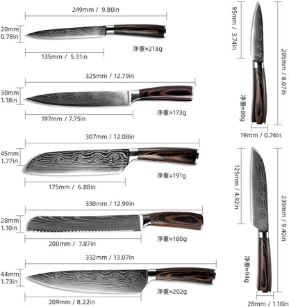 7PCS Kitchen Knife Set, Professional Japanese Chef Knives with High Carbon Stainless Steel Ultra, Sharp Aikido Knife Set for Cooking Meat, Fruits, Vegetables2