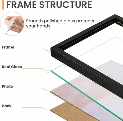5X7 Picture Frame Glass, Thin Border, Black Photo Frames, 3 Pack6