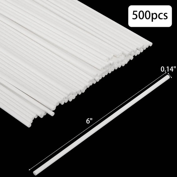 500Pcs 6 Inch White Paper Lollipop Sticks, Paper Sucker Sticks, Cake Pop Stick for Cake Toppers, Chocolate,Cookie,Rainbow Candy2