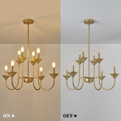 Gold French Country Chandelier for Dining Room, 8-Light, 29 Inch4