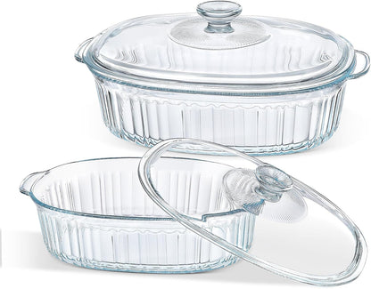 4-Piece Glass Casserole Baking Dish, Set of 2 Casseroles with Glass Lids, 1.9 Qt and 3 Qt | Baking Pans for Lasagna, Casserole Dishes with Handles, Glass Bakeware Set, Microwave, Oven, Freezer, Dishwasher, BPA Free1