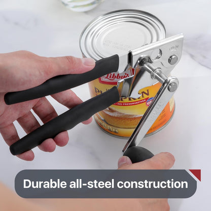 Commercial Can Opener Heavy Duty, Hand Crank for Large Cans, Black | Manual Can Opener, High-Carbon Blade, Extra-Long Handle, Oversize Knob, Built-In Magnet & Bottle Opener, for #10 Cans4