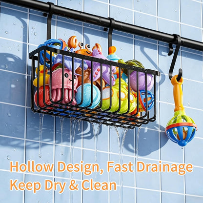 Over-The-Tub Bath Toy Storage, Adjustable Tub Organizer, Black3