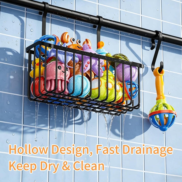 Over-The-Tub Bath Toy Storage, Adjustable Tub Organizer, Black3