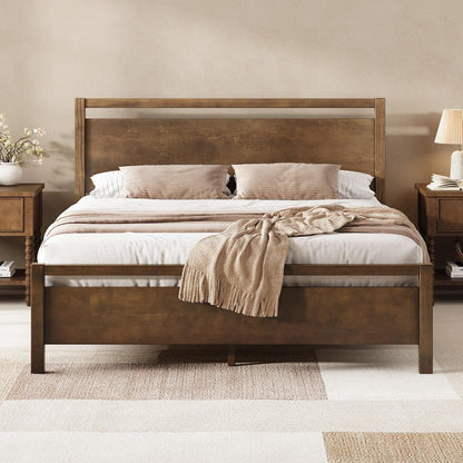 Minimalist King Size Solid Wood Bed Frame with Headboard1
