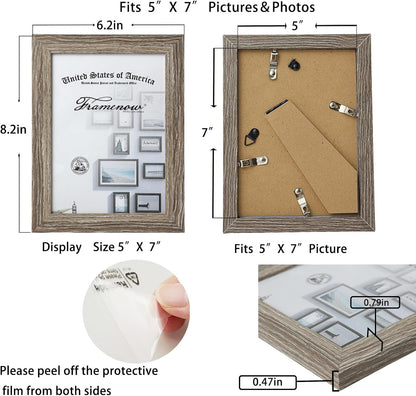 5X7 Picture Frame Set of 4, 5 X 7 Wooden Photo Frames with High Definition Plexiglass, 5 by 7 Frames for Wall or Tabletop, Horizontal or Vertical Display5