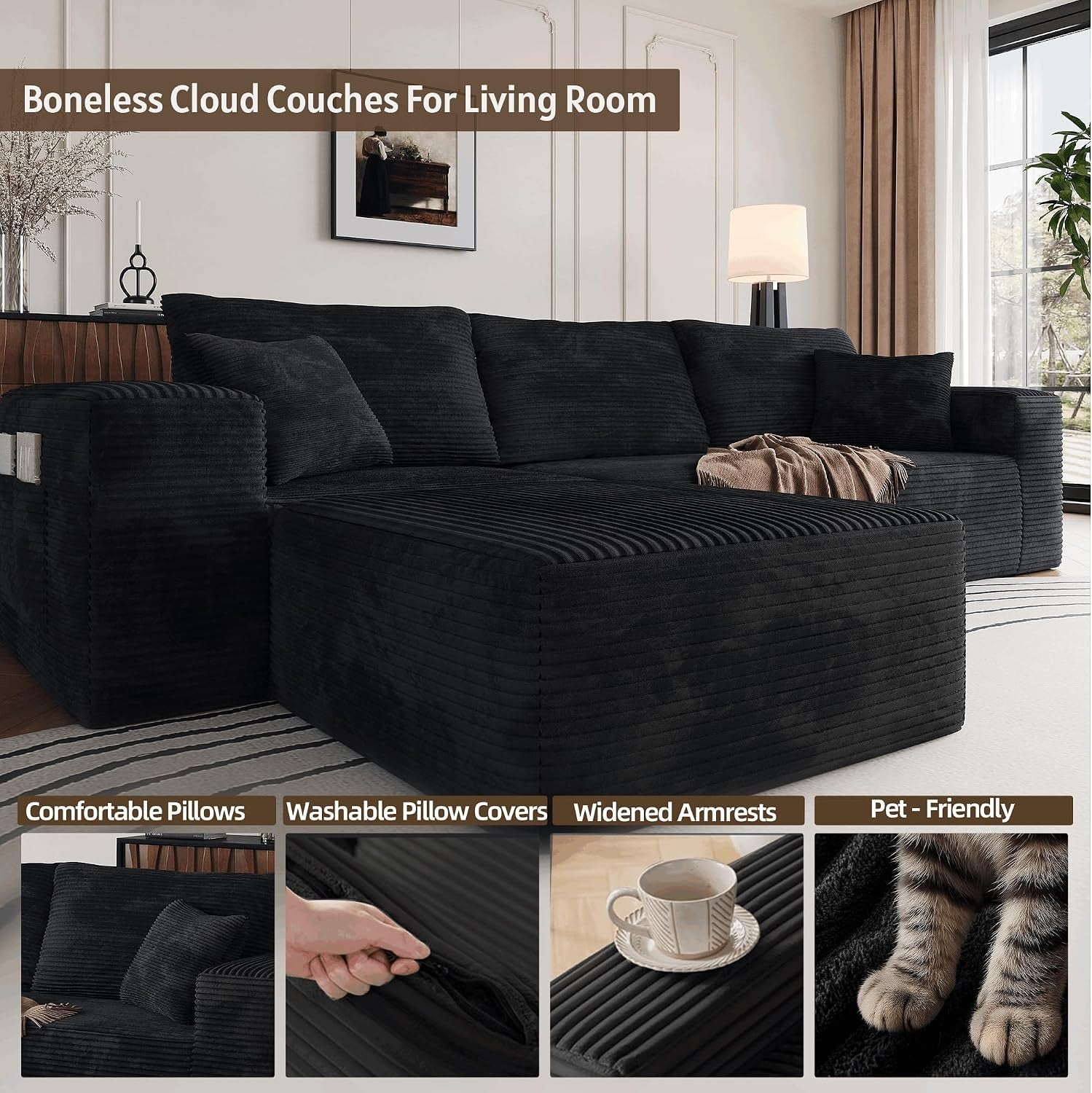 boneless-sectional-couch-black-l-shape-sofa-ottoman-with-recliner-bed-memory-foam-modular-cloud-no-bones-in-a-box-boundless-comfort-for-living-room-compression-corduroy-fabric-deep-seat-easy-assembly