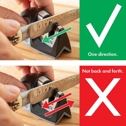 50009 Edge Grip 2-Stage Knife Sharpener, Black, Coarse & Fine Sharpeners, Compact for Easy Storage, Stable Non-Slip Base, Soft Grip Rubber Handle, Straight & Serrated Knives8