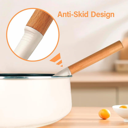 4PCS Silicone Cooking Spatula and Spoons Set, Nonstick Kitchen Utensils Set with Wood Handle, Heat Resistant Silicone Solid and Slotted Spatula Set with Turners, Serving Spoons(Cream White)9