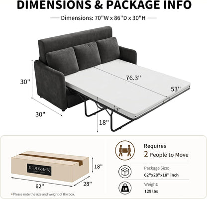 Sleeper Sofa 70" Loveseat with Pull Out Bed (Mattress Included)3