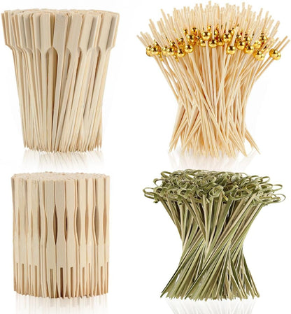 400 Cocktail Picks Bamboo Skewers for Appetizers,Fancy Toothpicks for Appetizers 4.7"Eco-Friendly Cocktail Toothpicks for Food Sticks Party Drinks,Food Picks for Charcuterie Boards Accessories1