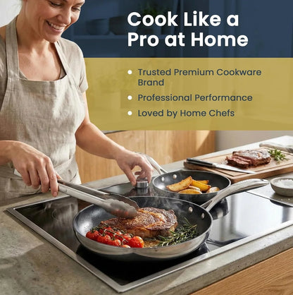 Haptiq Stainless Steel-Aluminum 8 and 10.25 Inch 2-Piece Fry Pan Set4