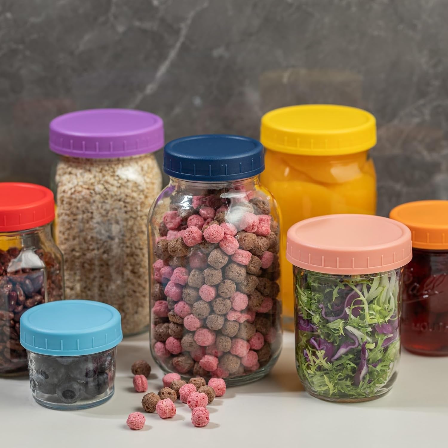 22-pack-plastic-mason-jar-lids-11-wide-mouth-11-regular-mouth-with-silicone-rings-thickened-leak-proof-lids-fit-ball-kerr-and-more-86mm-70mmmulticolored