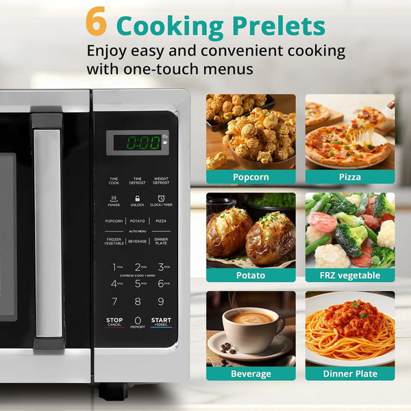 0.7 Cu.Ft Countertop Microwave Oven, 700W 120V Digital Microwave with LED Display, Child Lock, 10 Power Levels & 6 Auto Cooking Menus, Easy to Use for Kitchen, Dorm, Apartment3