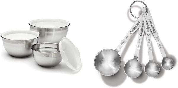 CTG-00-SMB Stainless Steel Mixing Bowls with Lids, 3 Piece & CTG-00-SMP Stainless Steel Measuring Spoons, Set of 41