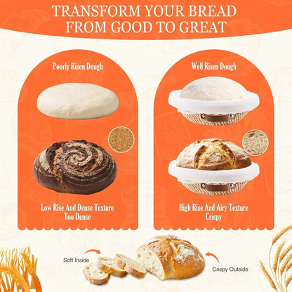 Sourdough Starter Kit, Sourdough Bread Baking Supplies, Sour Dough Starter Kits, Woven Bread Proofing Basket, Sourdough Kit Jar Sour Dough Bread Making Tools Kit Accessories, Gifts for Women Mom Wife7