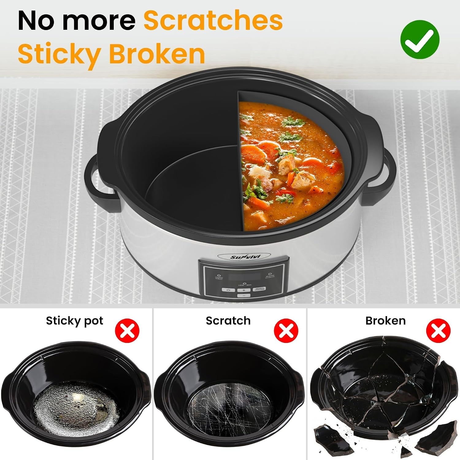 2-in-1-silicone-slow-cooker-liners-fit-for-crock-pots-6-quart-reusable-crock-pot-divider-insert-bpa-free-cooking-accessories-for-crockpots-grey