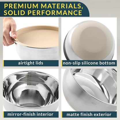 Stainless Steel Mixing Bowls with Lids Set, 5 Sizes3