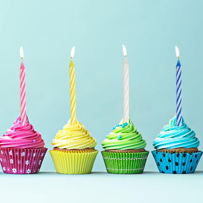 48 Count Birthday Candles Multicolored Spiral, Birthday Candles for Cake8