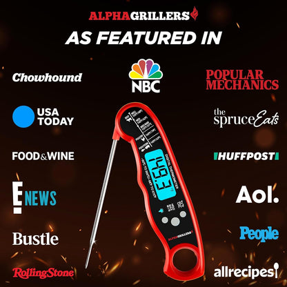 Instant Read Meat Thermometer Digital, Cooking, Food, Grill | 1-2 Second Ultra-Fast Response Time, Bright Backlit Display, Waterproof (IP67), Pre-Calibrated & Ready to Use4