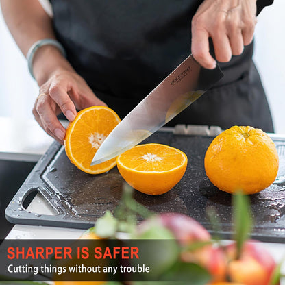 10" Professional Chef Knife, High Carbon Steel, Ergonomic (Black)4