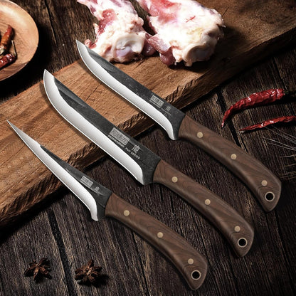 Butcher Knife Set 3PCS, Sharp Fillet & Utility & Paring Knife Set | Hand Forged Kitchen Knife Set, Upgraded High Carbon Stainless Steel Meat Cutting for Home, Outdoor, Gift for Men6