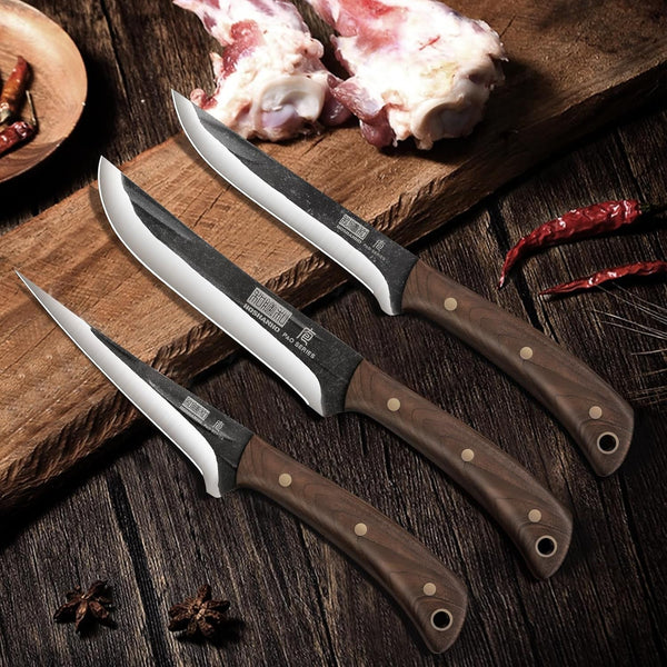 Butcher Knife Set 3PCS, Sharp Fillet & Utility & Paring Knife Set | Hand Forged Kitchen Knife Set, Upgraded High Carbon Stainless Steel Meat Cutting for Home, Outdoor, Gift for Men6