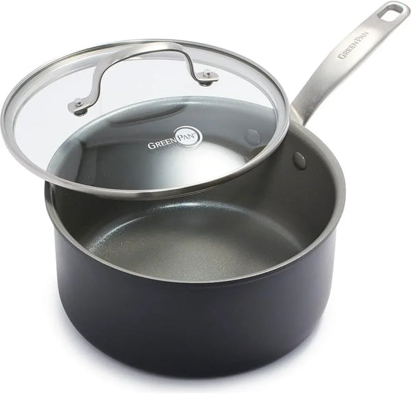Chatham Hard Anodized Healthy Ceramic Nonstick, 3QT Saucepan Pot with Lid, Pfas-Free, Dishwasher Safe, Oven Safe, Gray1