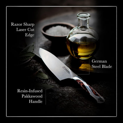 8-Inch High Carbon Chef Knife | Versatile Cooking Knife for Chopping, Slicing & Precision Cutting | German Forged Sharp Kitchen Knife | Ergonomic Quad-Tang Pakkawood Handle & Gift Box2