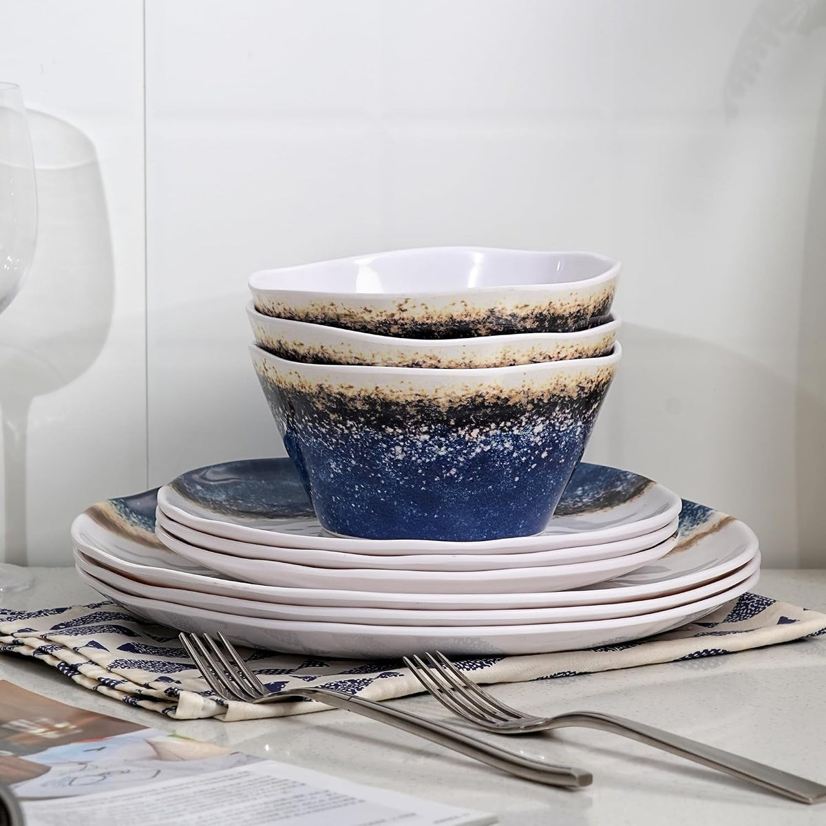 12-piece-melamine-dinnerware-set-for-4-blue-ombre-plates-and-bowls
