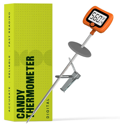 Digital Candy Thermometer with Pot Clip, 10" Long Stainless Steel Probe, Instant Read Kitchen Thermometer for Cooking, Baking, and Candy Making1