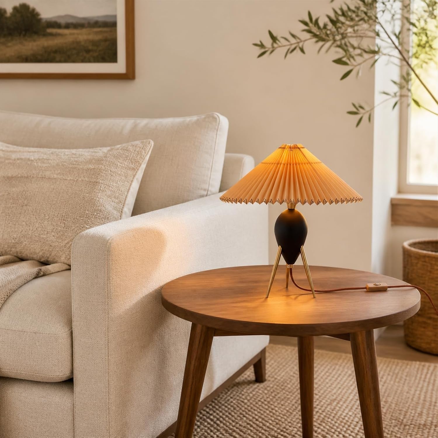 japandi-zen-table-lamp-black-solid-wood-tripod-pleated-umbrella-shade