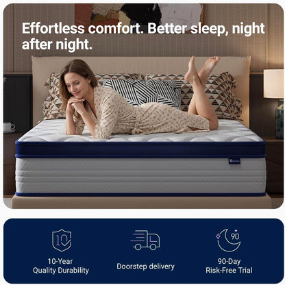 Sleepsphere 12 Inch Queen Mattress, Queen Size Mattresses with Smart Coil Spring Technology for Pressure Relief, Breathable Cover Motion Isolation Certipur-Us Certified Bed Mattress in a Box18