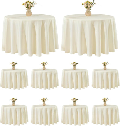 Tablecloth 10 Pack 120Inch round Table Cloth Polyester, Ivory1