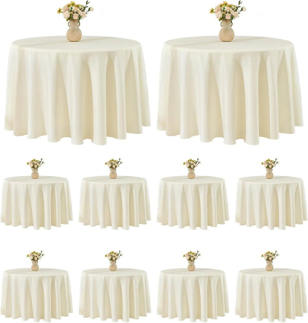 Tablecloth 10 Pack 120Inch round Table Cloth Polyester, Ivory1