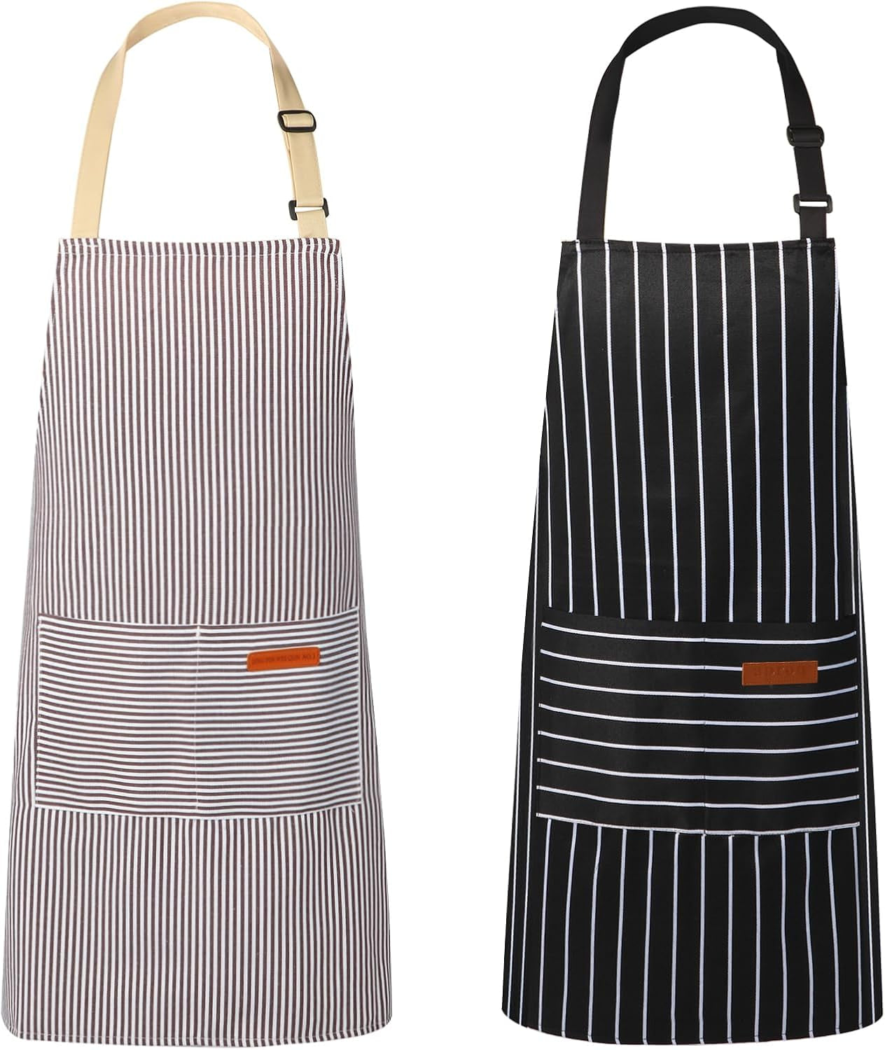 2-pack-kitchen-aprons-with-pockets-cooking-chef-apron-for-men-women-adjustable-neck-strap-unisex-bib-soft-aprons-cotton-blend-for-grilling-cooking-gardening-baking