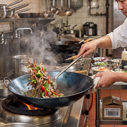 '- 19-Inch Steel Wok with Curved Rim - Traditional Stir Fry Pan for Chinese Japanese and Cantonese Cooking Ideal for Grilling Frying and Steaming Made in Taiwan2