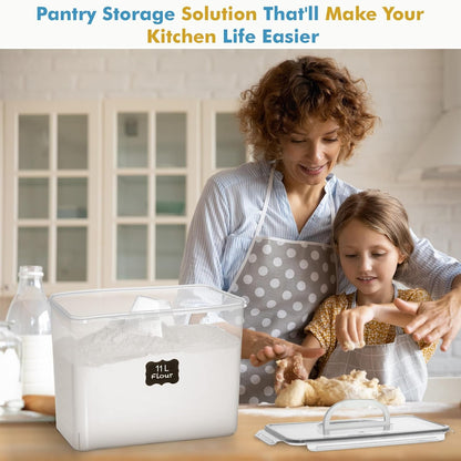 2 PC (11L | 372 Oz) Flour Sugar Storage Containers with Easy Carry Handle - Plastic Extra Large Food Storage Containers with Lids for Rice Cereal, BPA Free & Airtight Kitchen Pantry Organization8