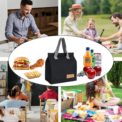 Lunch Bag for Women/Men,Waterproof Reusable Portable Lunch Tote,Lunch Box Bag.Thermal Cooler Bag Ideal for Work/Party/L/Travel/Picnic (Light Black)7