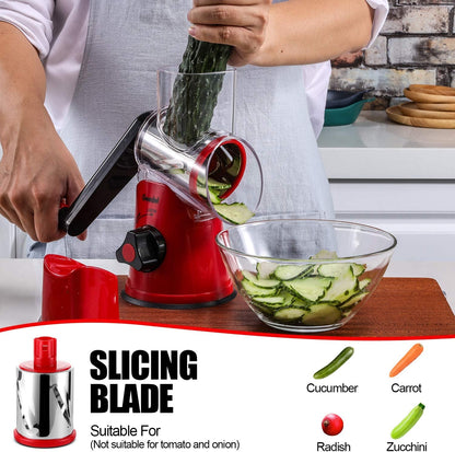 Rotary Cheese Grater Hand Crank, Cheese Shredder Vegetable Slicer3
