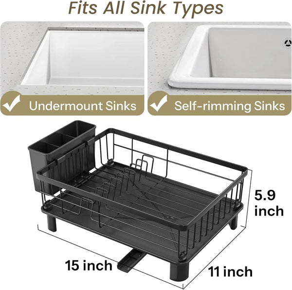 Dish Drying Rack for Small Kitchen Counter, 11" W X 15" L, Black2